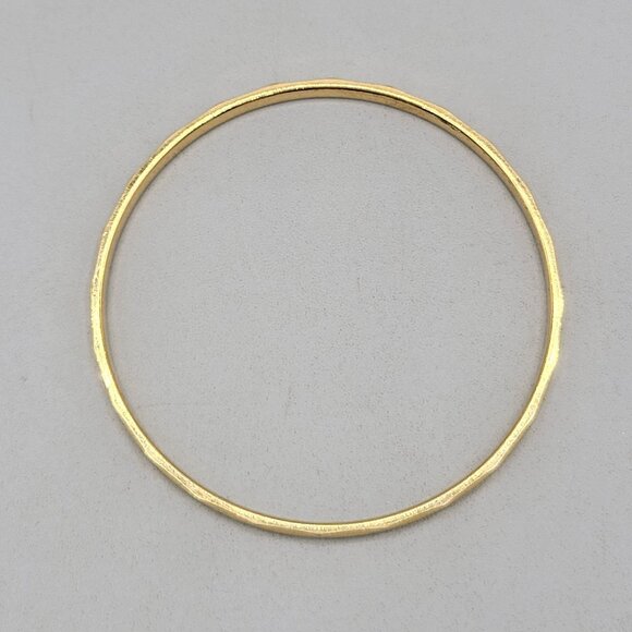 Vintage Monet Gold Tone Bangle Bracelet Brushed Textured Scalloped Design - Picture 4 of 8